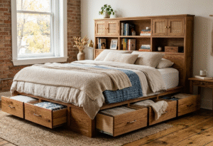 headboard storage bed