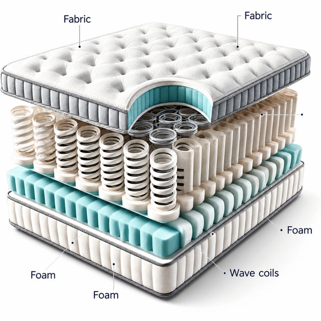 A luxury pocket spring mattress showcasing premium fabric layers and independent coil design for orthopedic support.